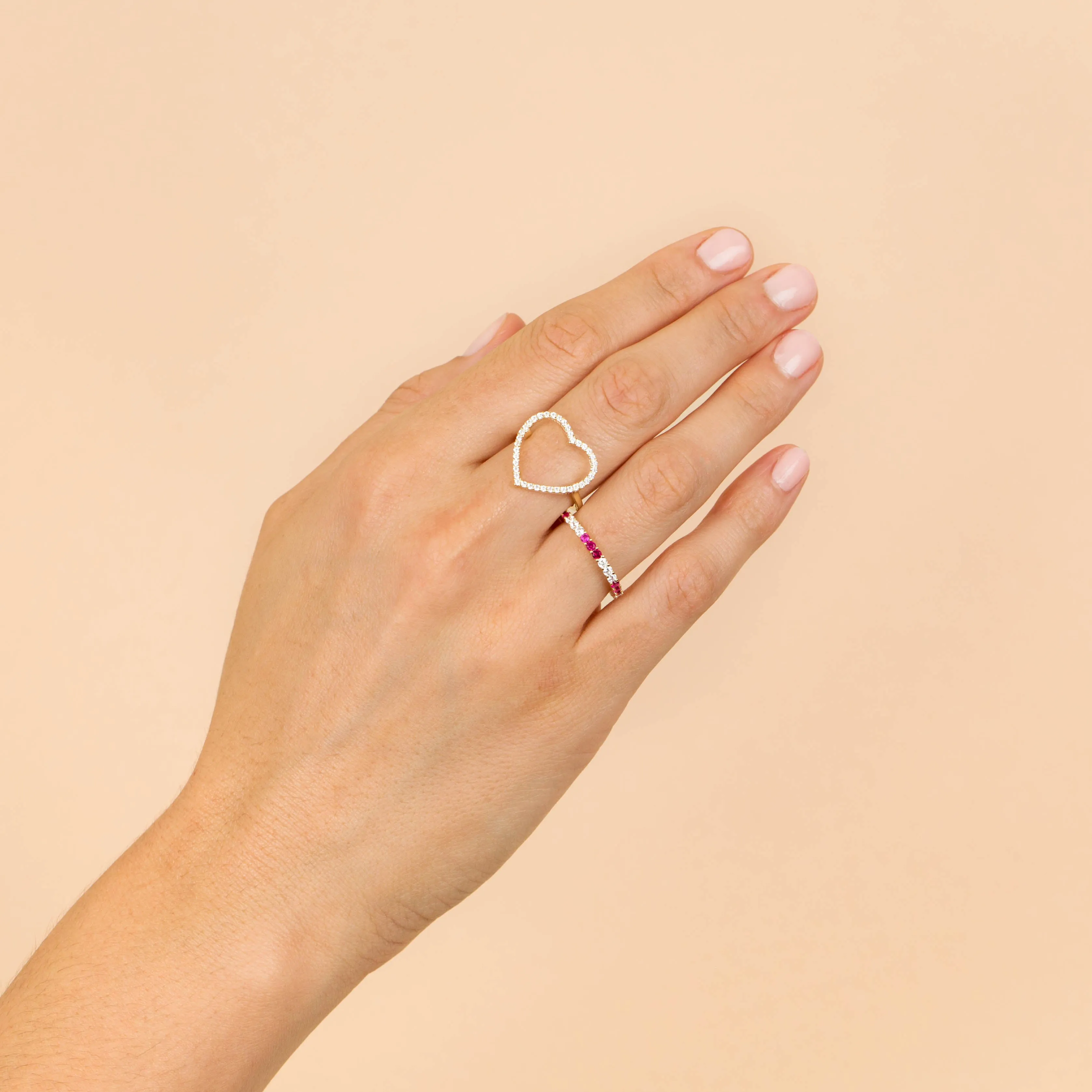 CZ Large Open Heart Ring sold by Adina Eden's product image thumbnail 2