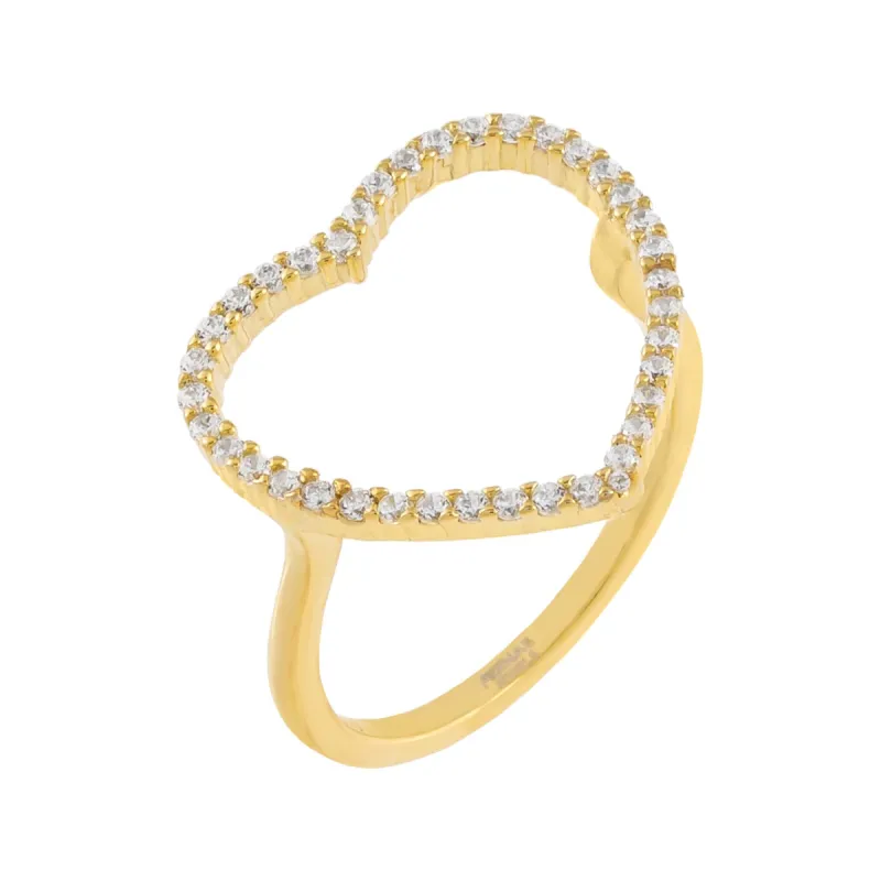CZ Large Open Heart Ring sold by Adina Eden's