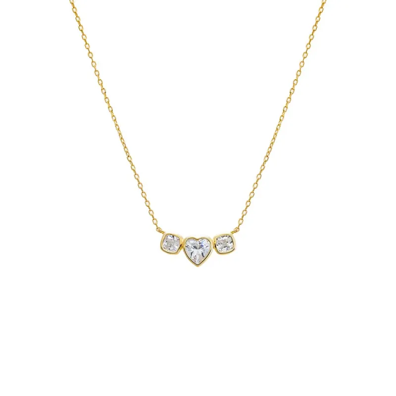 Princess Cut & Heart Bezel Pendant Necklace sold by Adina Eden's