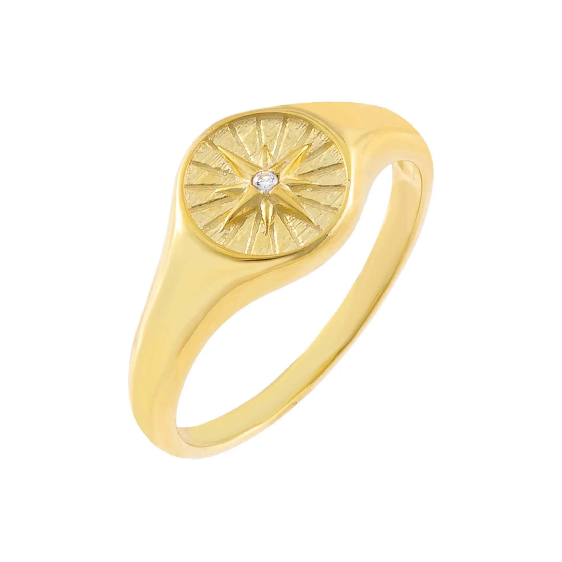 CZ Starburst Signet Ring sold by Adina Eden's