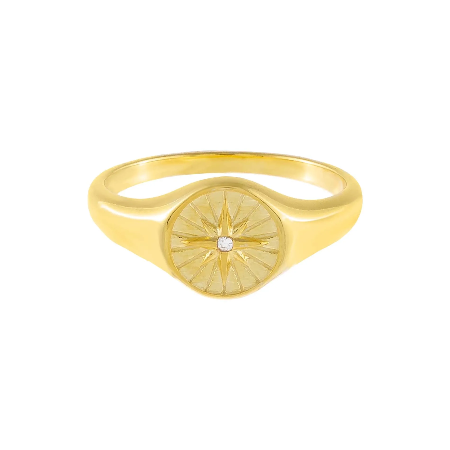 CZ Starburst Signet Ring sold by Adina Eden's product image thumbnail 3