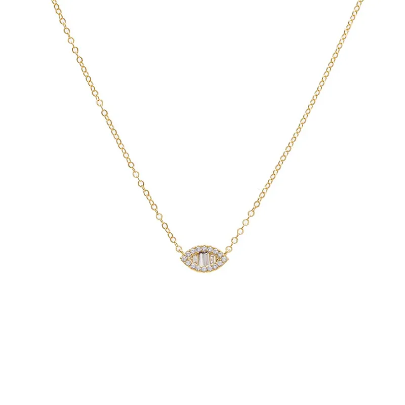 Pave X Baguette Marquise Chain Necklace sold by Adina Eden's