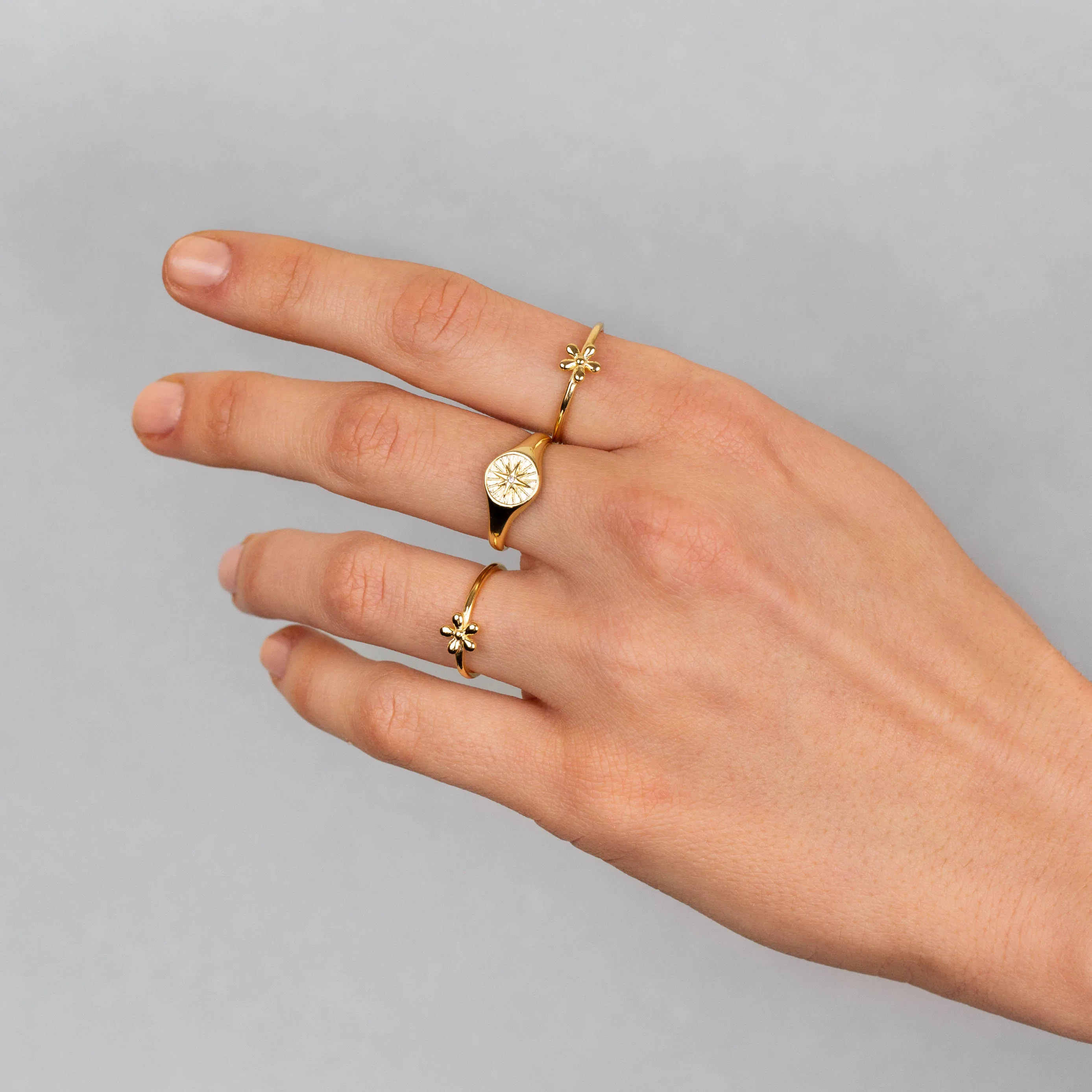 CZ Starburst Signet Ring sold by Adina Eden's product image thumbnail 2