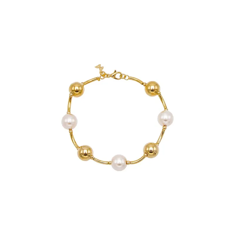 Multi Ball X Pearl Bracelet sold by Adina Eden's