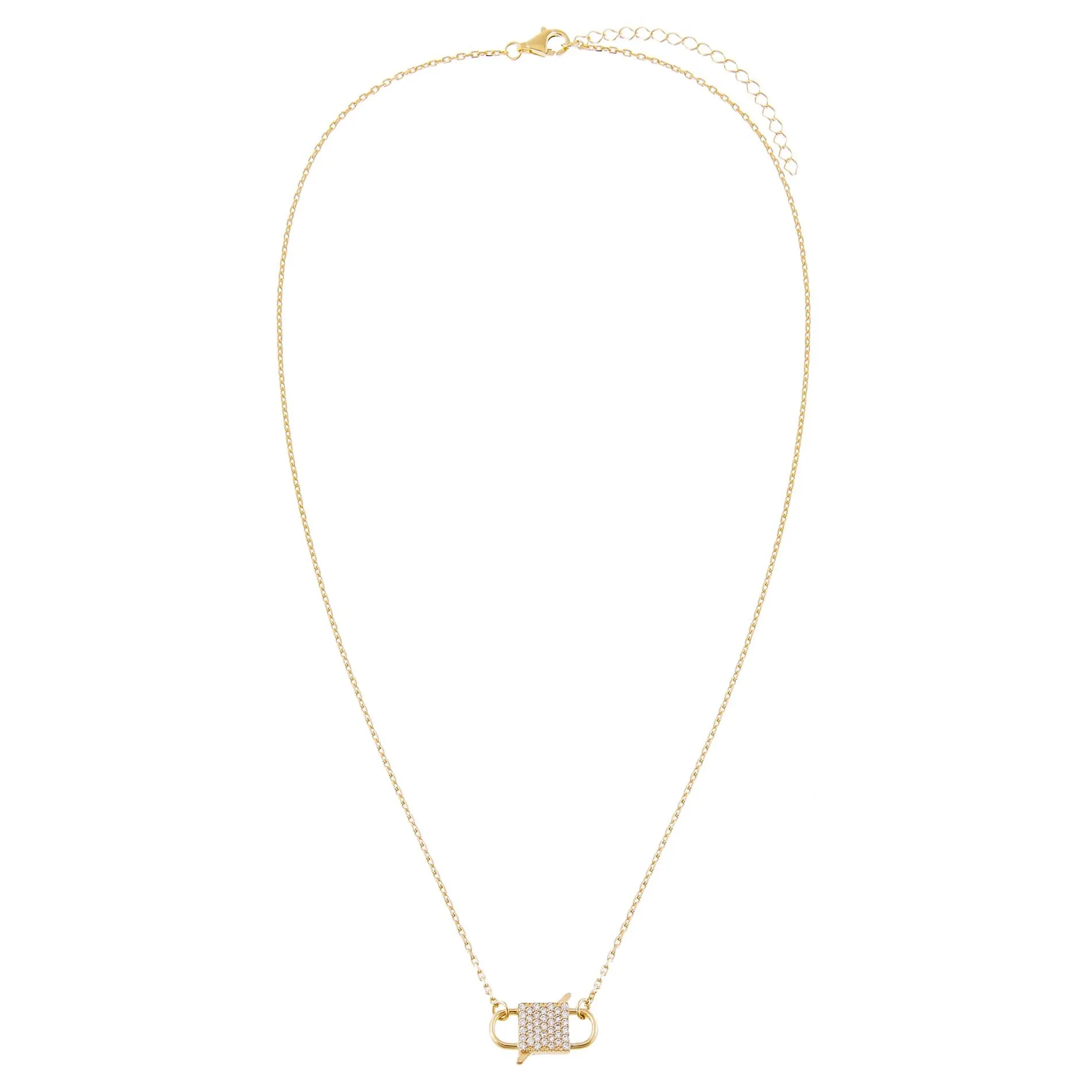 Pavé Double Lock Necklace sold by Adina Eden's product image thumbnail 4