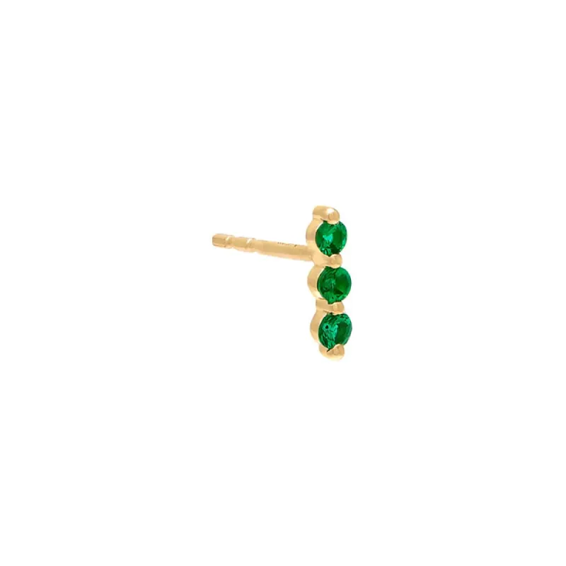 Emerald Bar Stud Earring 14K sold by Adina Eden's