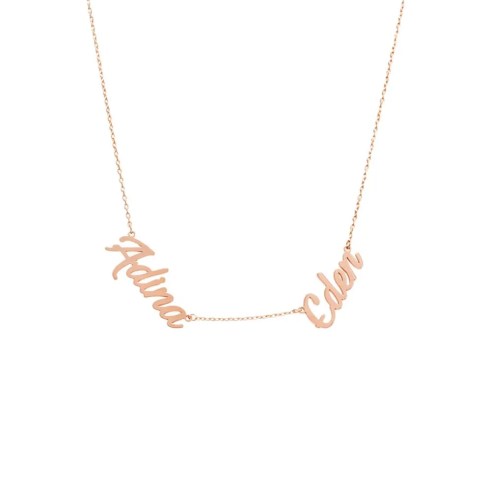 Solid Script Double Nameplate Necklace sold by Adina Eden's product image thumbnail 4
