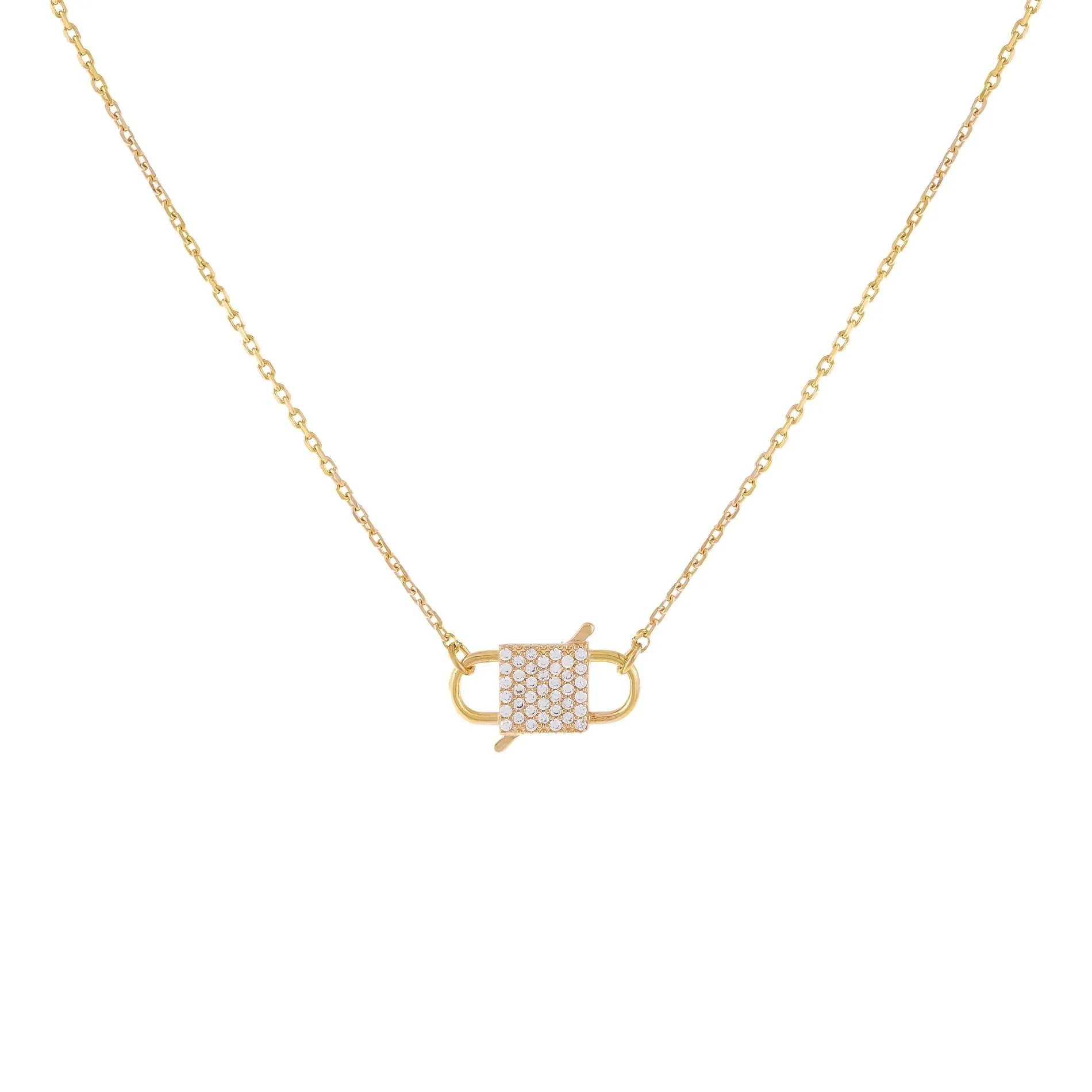 Pavé Double Lock Necklace sold by Adina Eden's