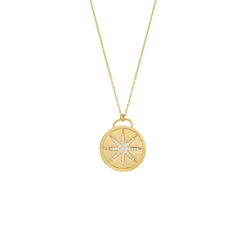 Pave Starburst Coin Necklace Charm sold by Adina Eden's