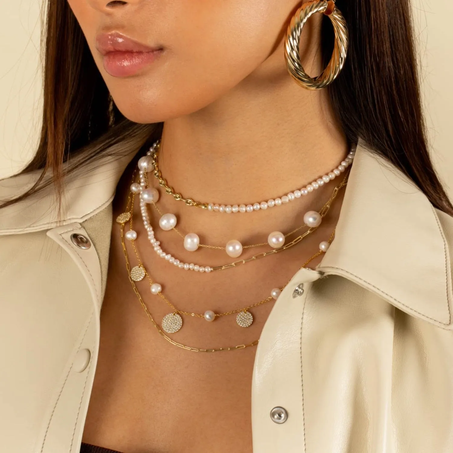 Floating Pearl Chain Necklace sold by Adina Eden's product image thumbnail 3