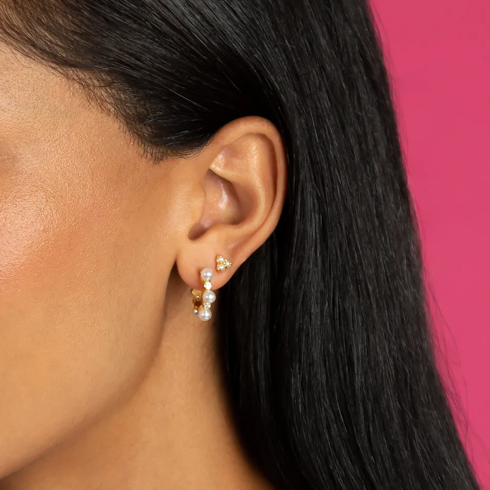 Embedded Pearl X CZ Hoop Earring sold by Adina Eden's product image thumbnail 2