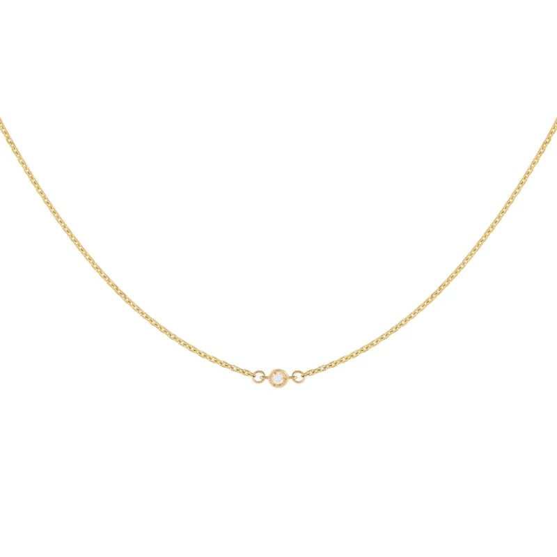 Tiny Diamond Bezel Necklace 14K sold by Adina Eden's