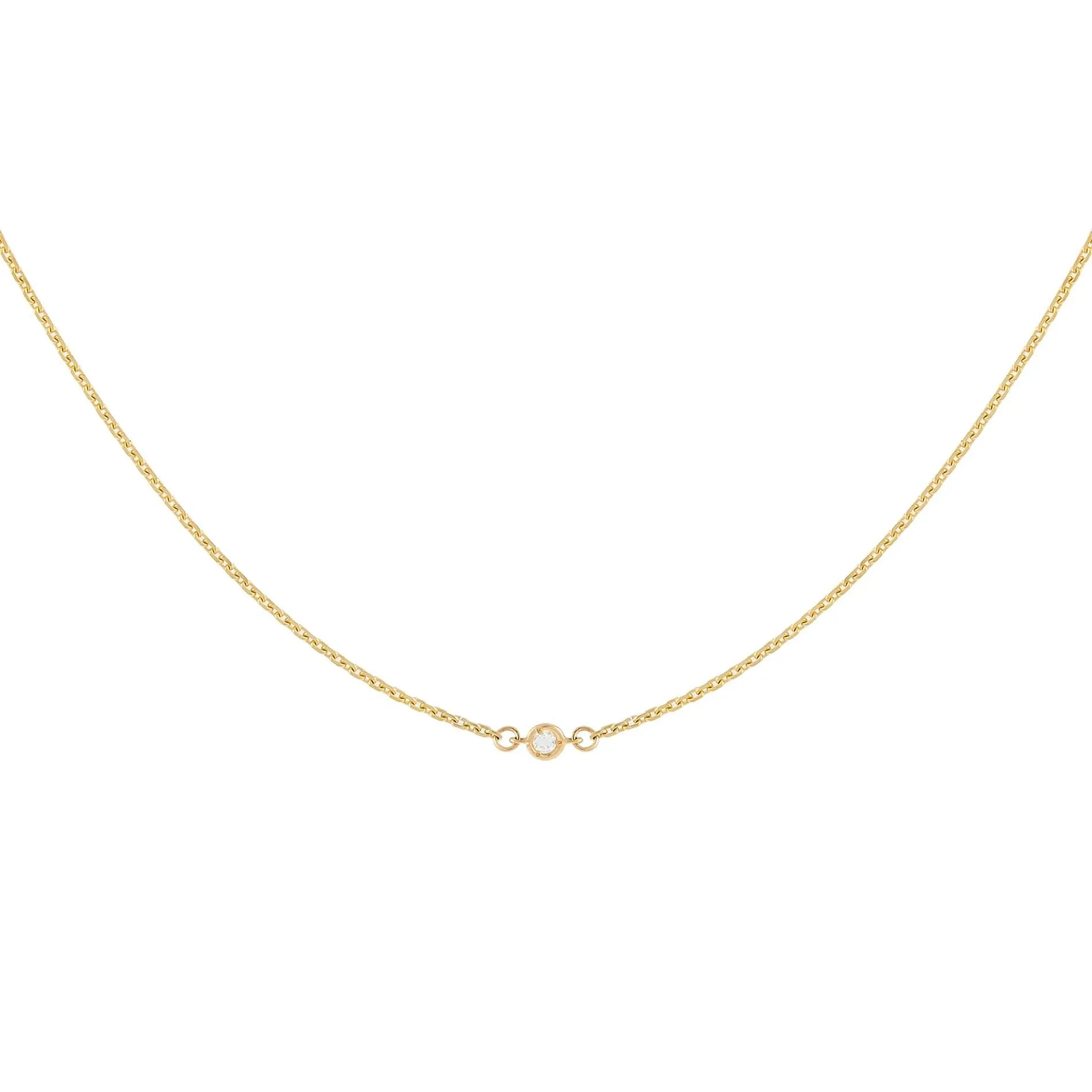 Tiny Diamond Bezel Necklace 14K sold by Adina Eden's