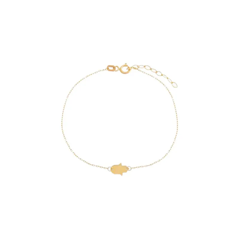 Solid Hamsa Pendant Bracelet 14K sold by Adina Eden's