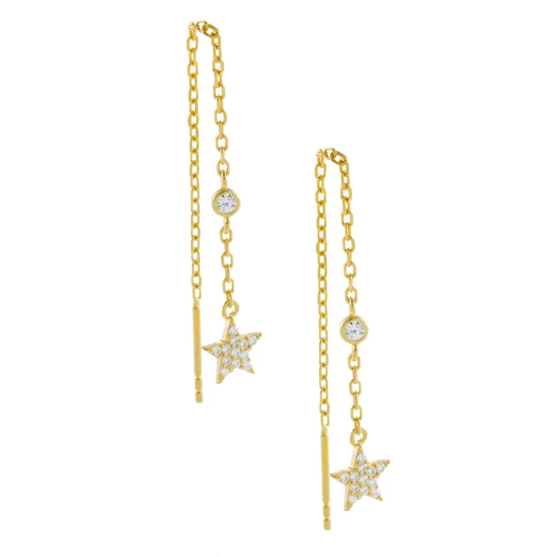 CZ Star Threader Drop Earring sold by Adina Eden's