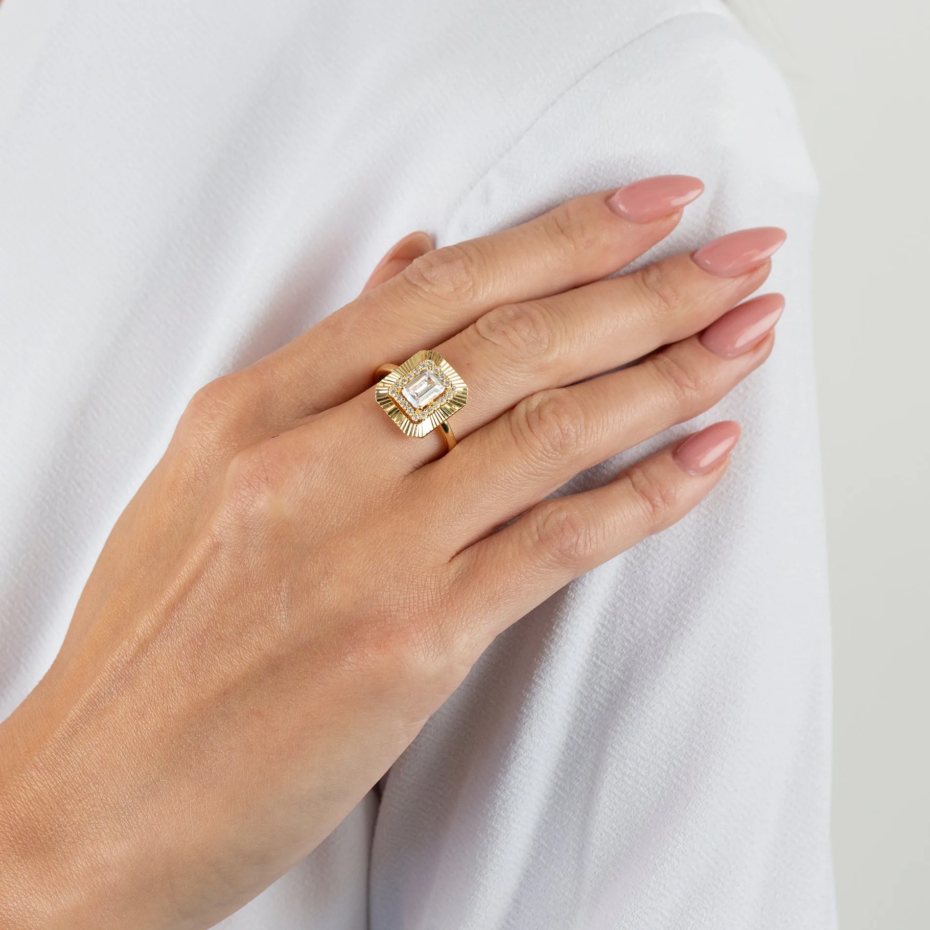 CZ Illusion Baguette Ring sold by Adina Eden's product image thumbnail 2