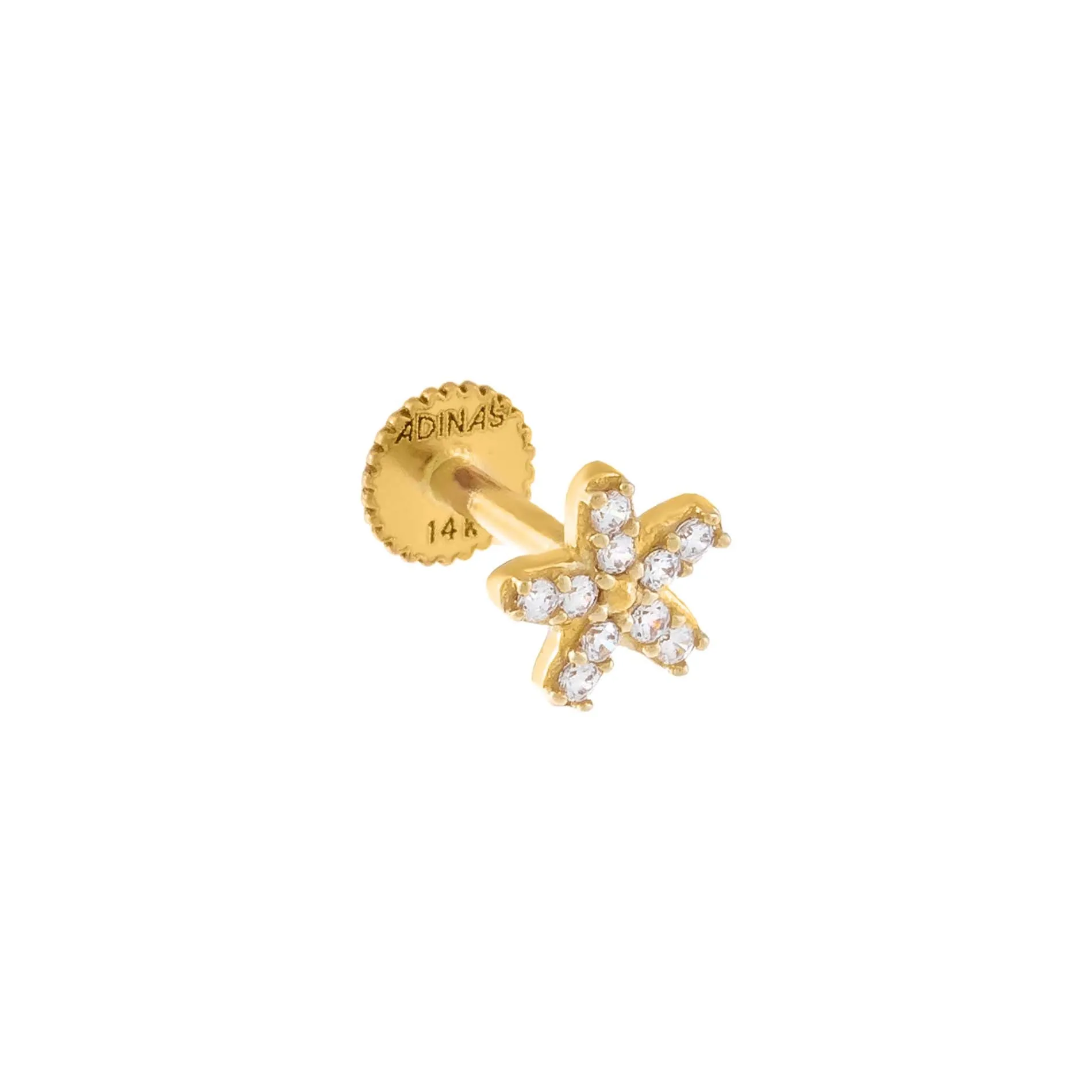 Pavé Flower Threaded Stud Earring 14K sold by Adina Eden's