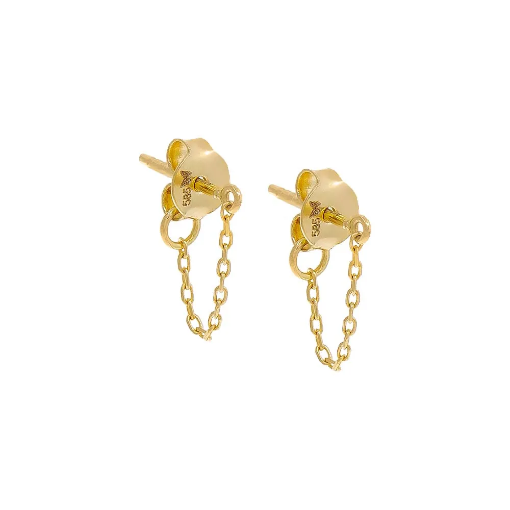 Dainty Front Back Chain Drop Stud Earring 14K sold by Adina Eden's