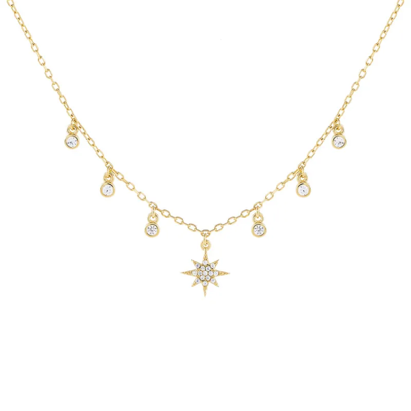 CZ Bezel Starburst Necklace sold by Adina Eden's