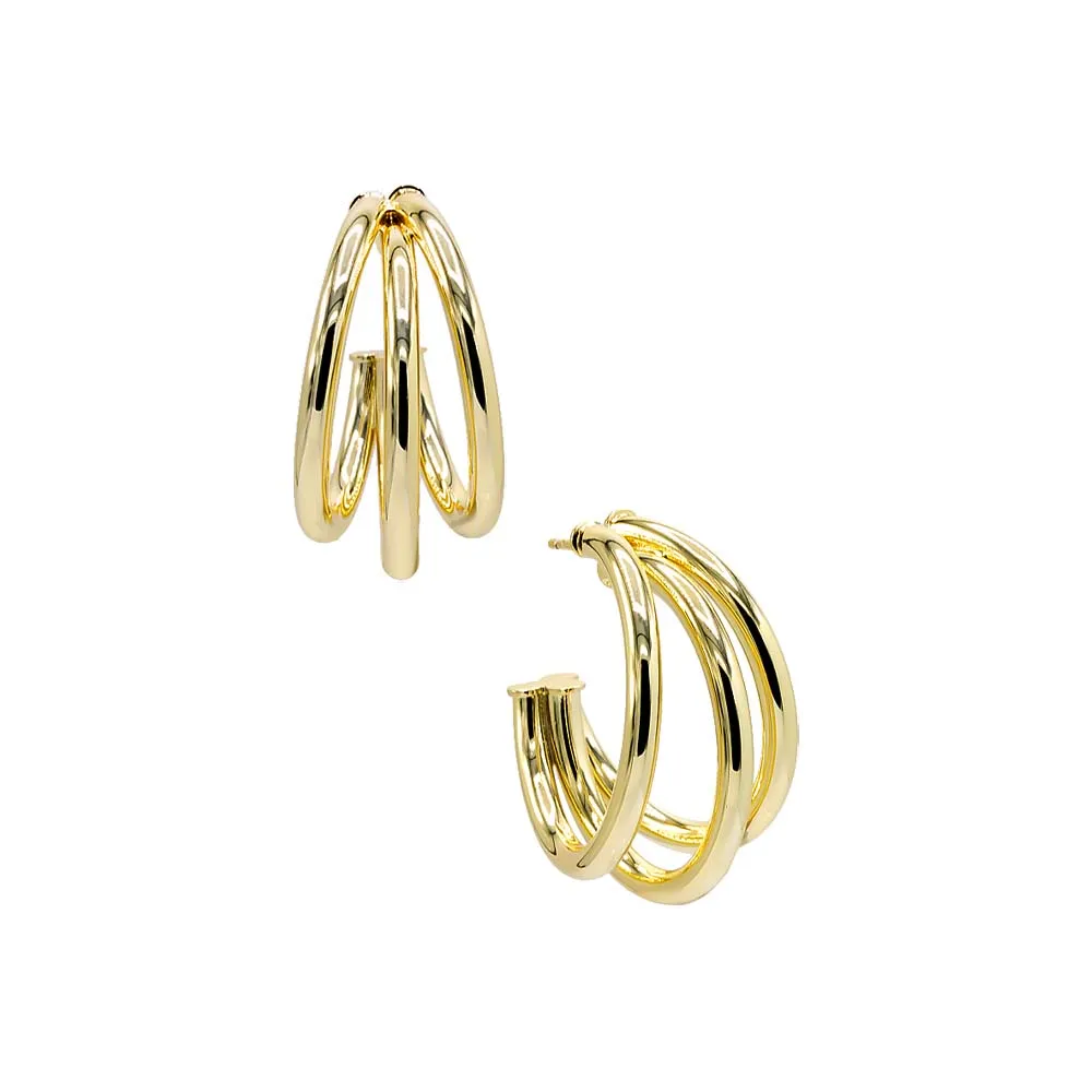 Solid Triple Hollow Hoop Earring sold by Adina Eden's