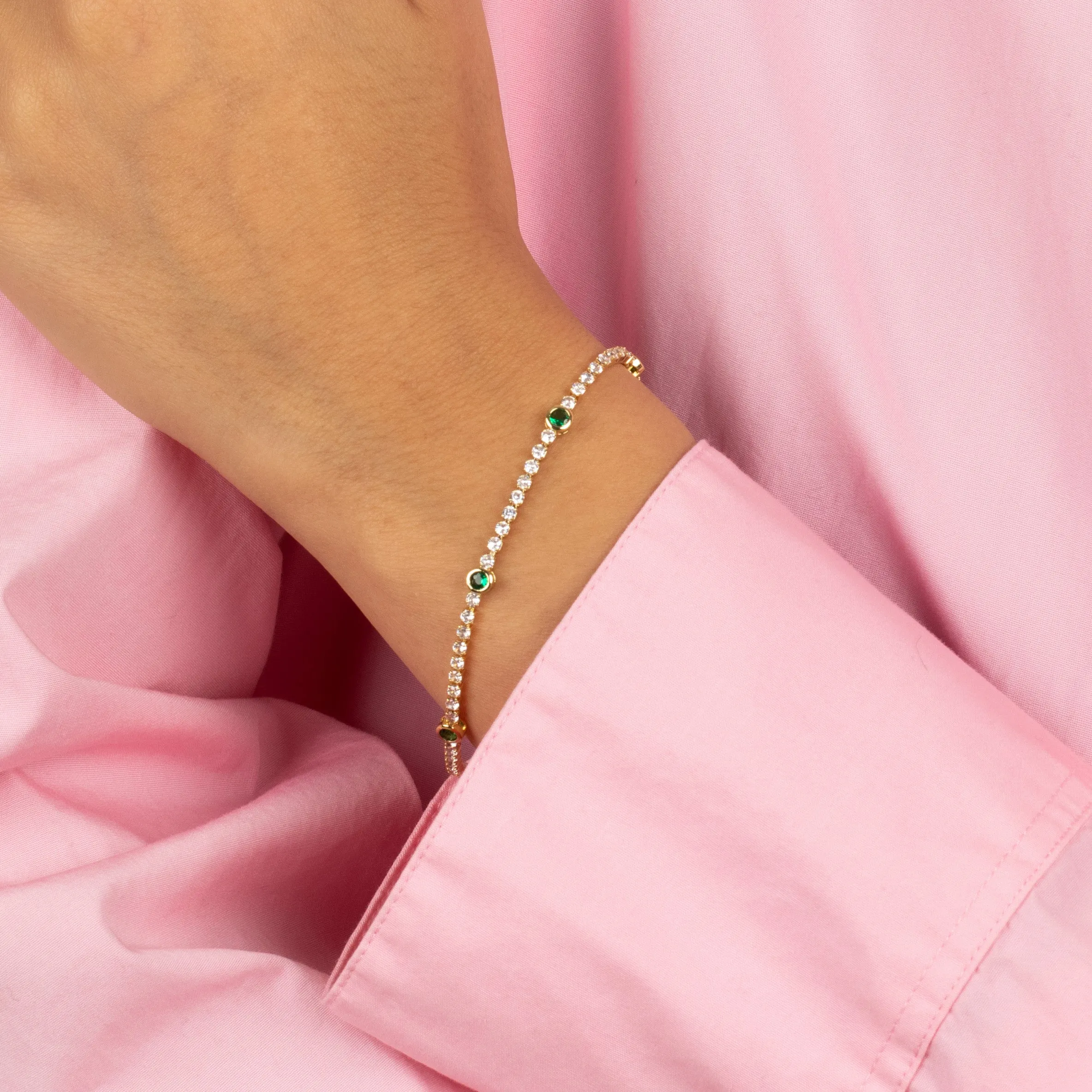 Colored CZ Solitaire Accented Tennis Bracelet sold by Adina Eden's product image thumbnail 2