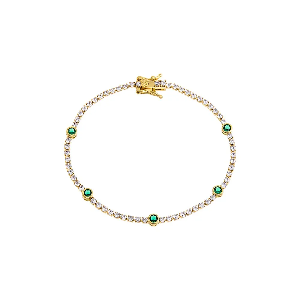 Colored CZ Solitaire Accented Tennis Bracelet sold by Adina Eden's