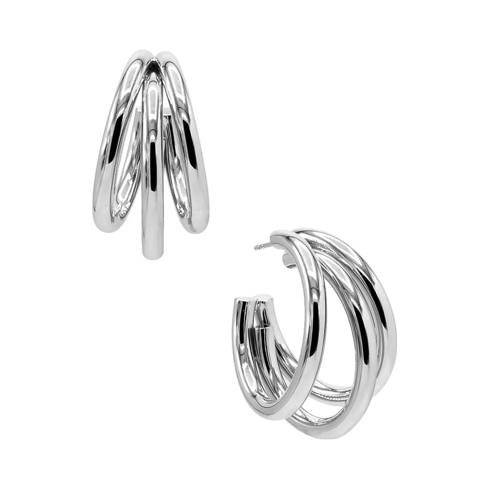 Solid Triple Hollow Hoop Earring sold by Adina Eden's product image thumbnail 4