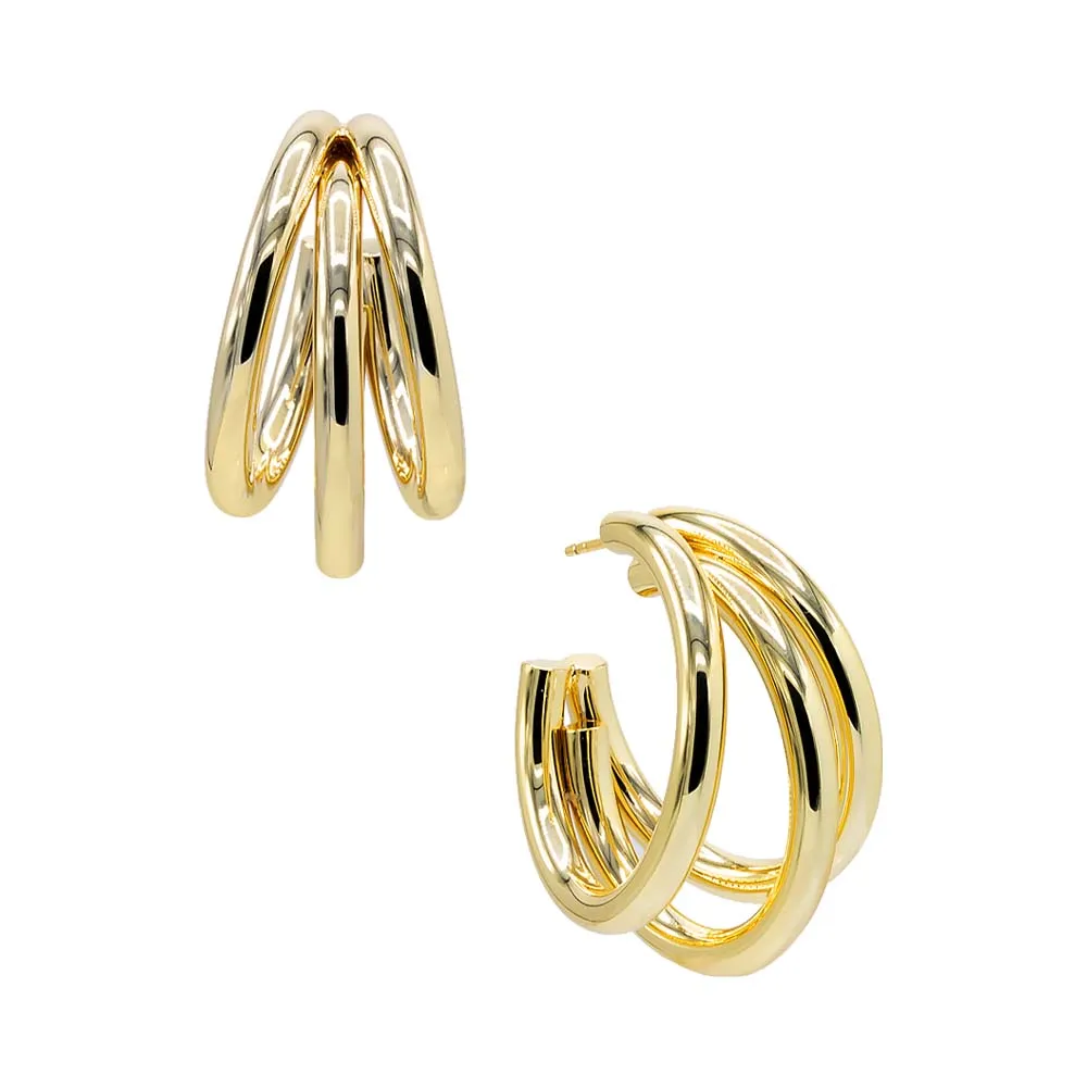 Solid Triple Hollow Hoop Earring sold by Adina Eden's product image thumbnail 3