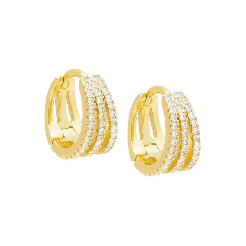 Pavé Triple Row Huggie Earring sold by Adina Eden's
