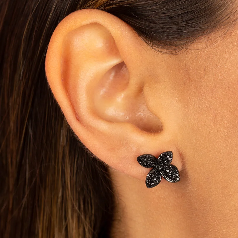 Small Pavé Fancy Flower Stud Earring sold by Adina Eden's product image thumbnail 2