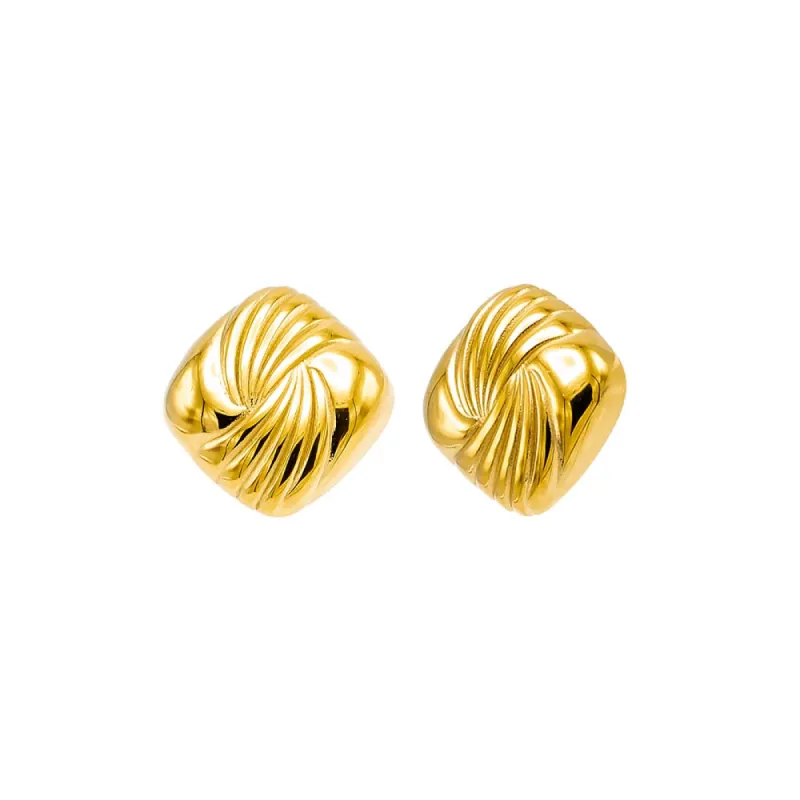 Puffy Lined Square Stud Earring sold by Adina Eden's