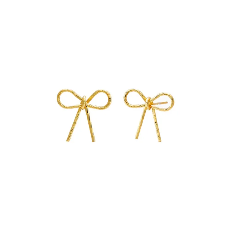 Thin Rope Bow Tie Stud Earring sold by Adina Eden's