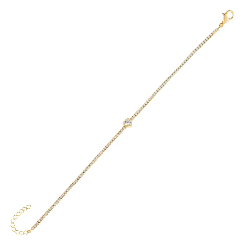 CZ Heart Tennis Bracelet sold by Adina Eden's