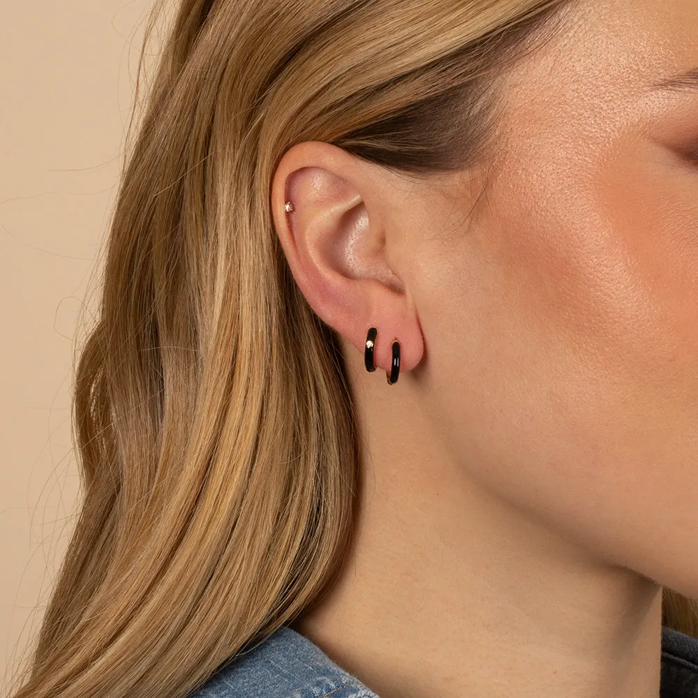 CZ Bezel Colored Enamel Huggie Earring sold by Adina Eden's product image thumbnail 4