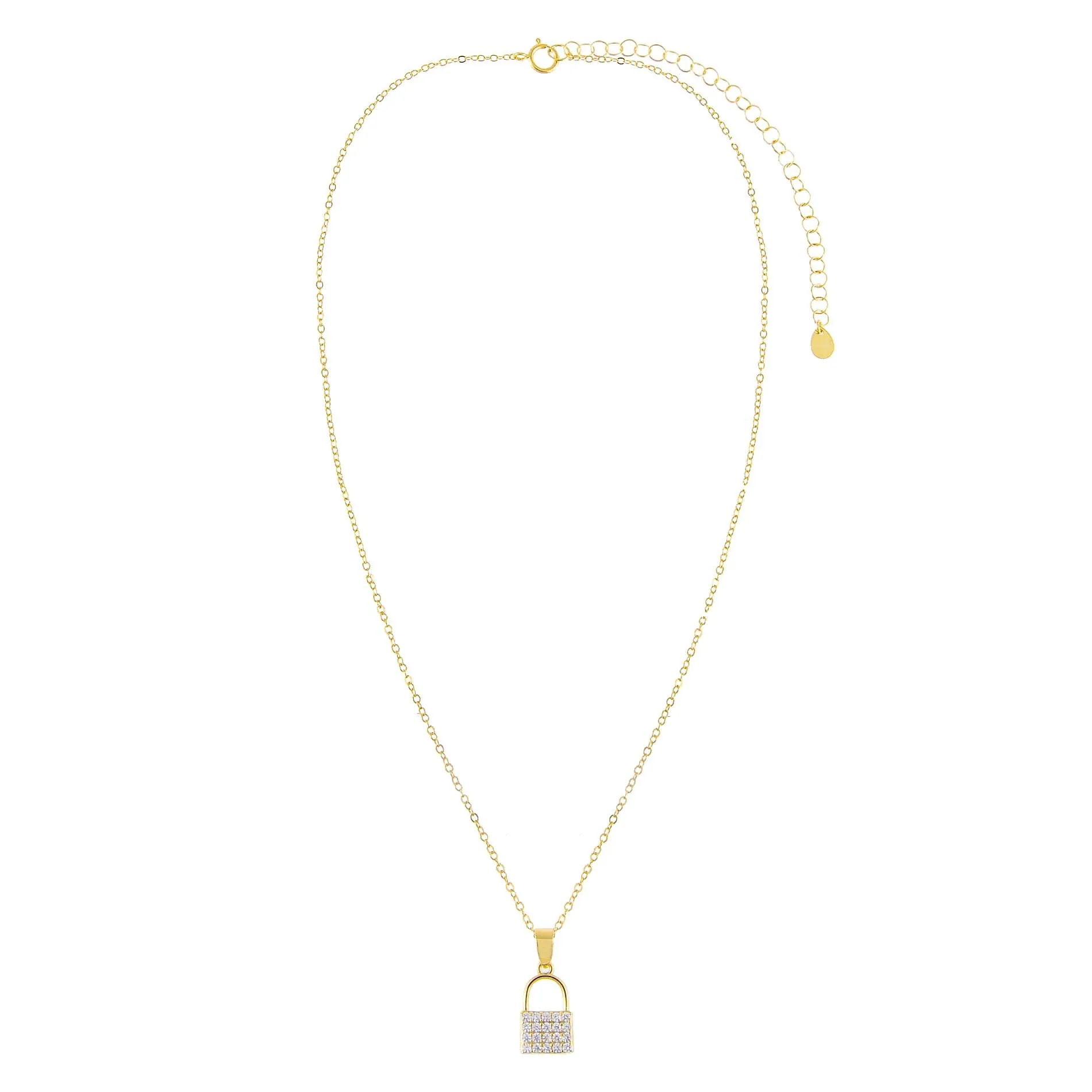 Pavé Tiny Lock Necklace sold by Adina Eden's product image thumbnail 3