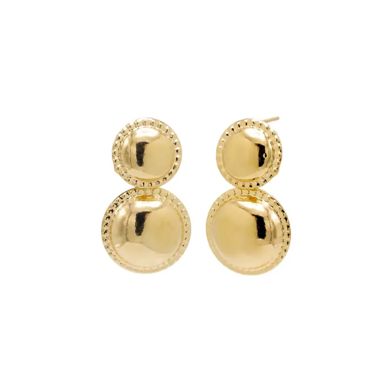 Double Drop Accented Disc Stud Earring sold by Adina Eden's