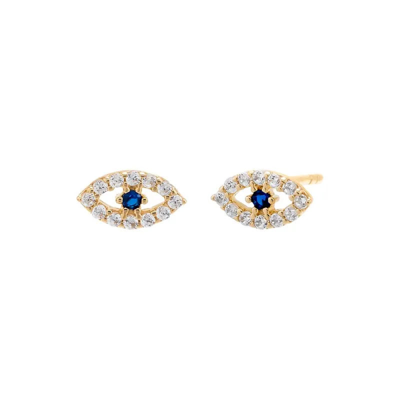 CZ Colored Evil Eye Stud Earring 14K sold by Adina Eden's