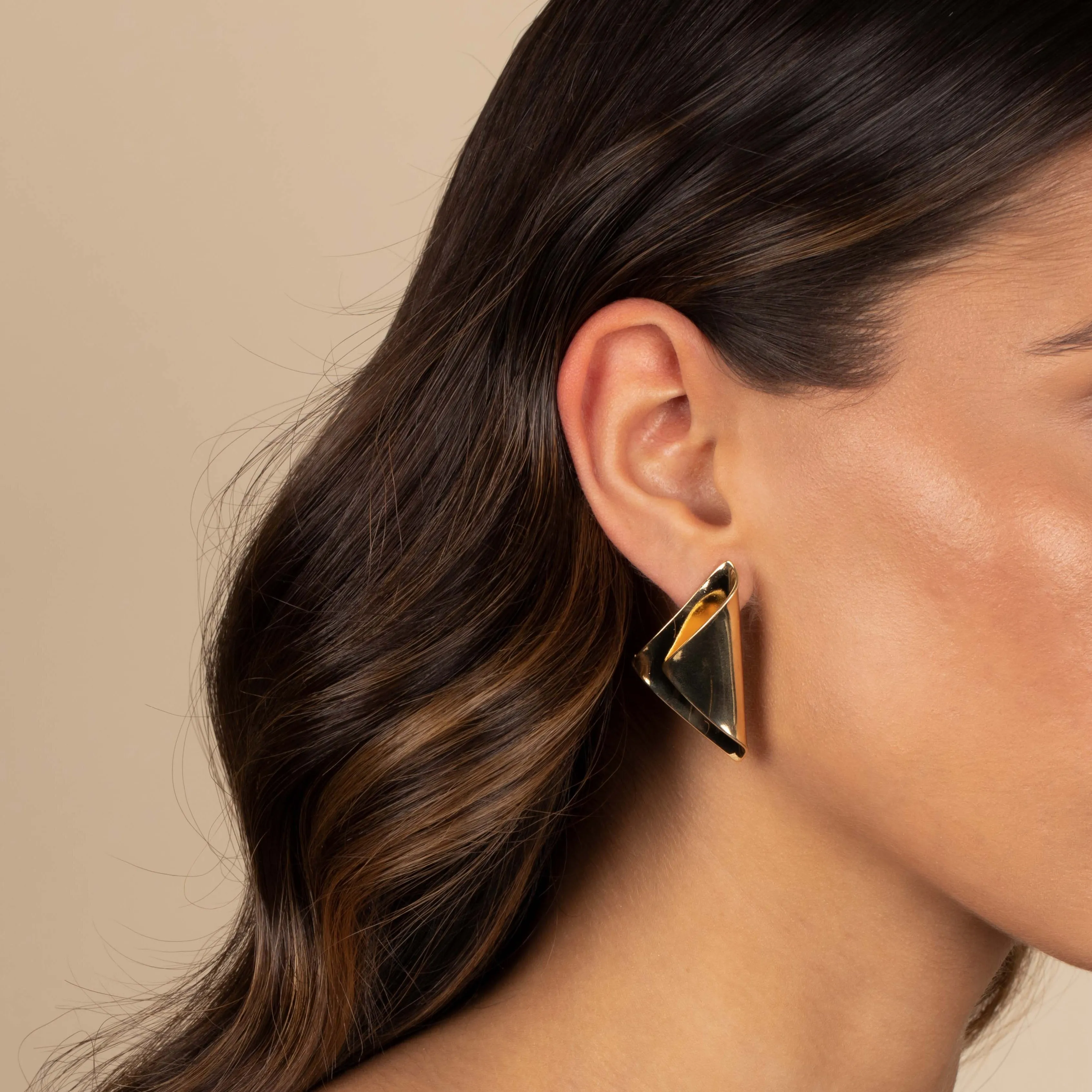 Solid Folded Triangle On The Ear Stud Earring sold by Adina Eden's product image thumbnail 2