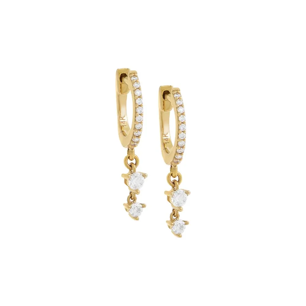 Dangling Diamond Huggie Earring 14K sold by Adina Eden's