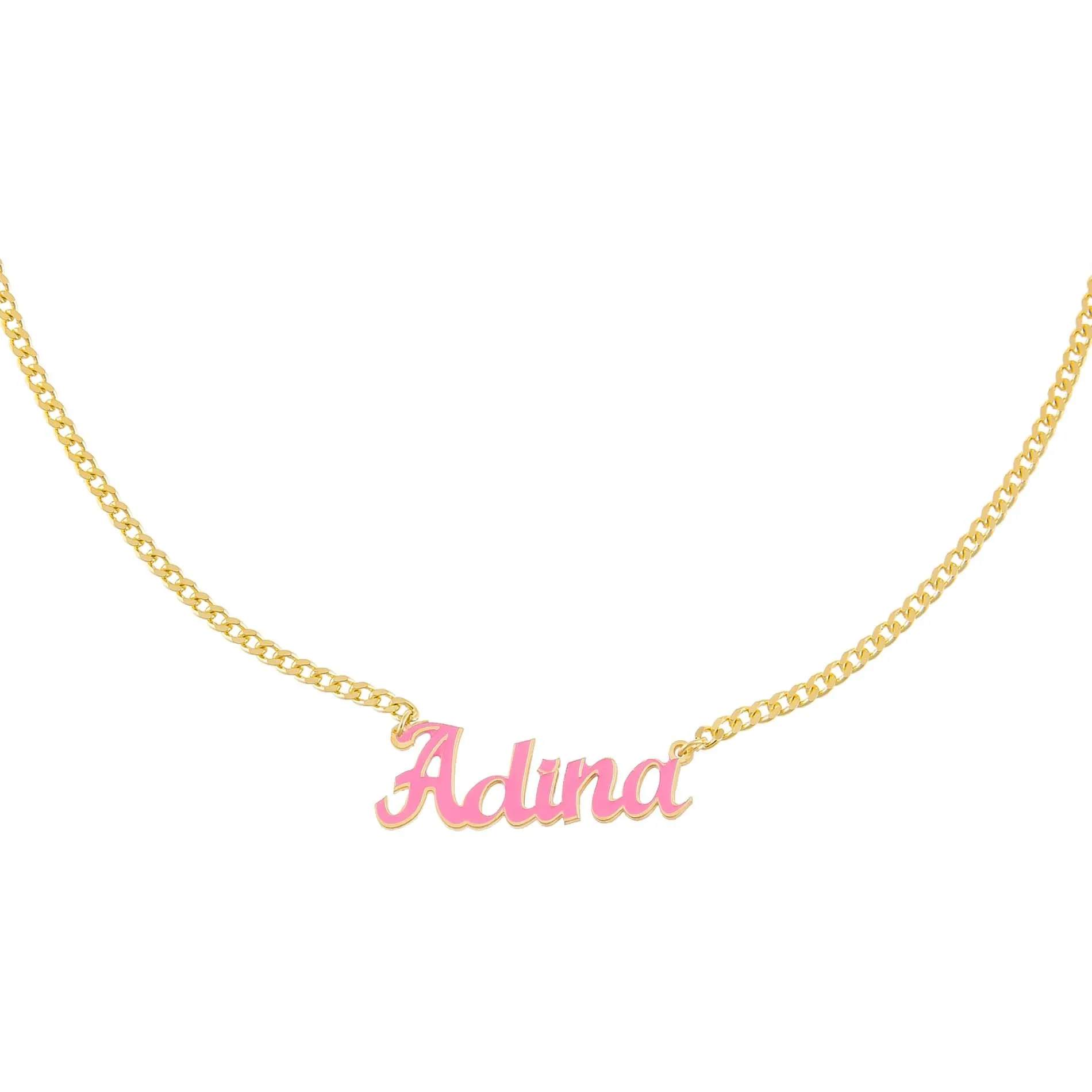 Enamel Script Nameplate Necklace sold by Adina Eden's