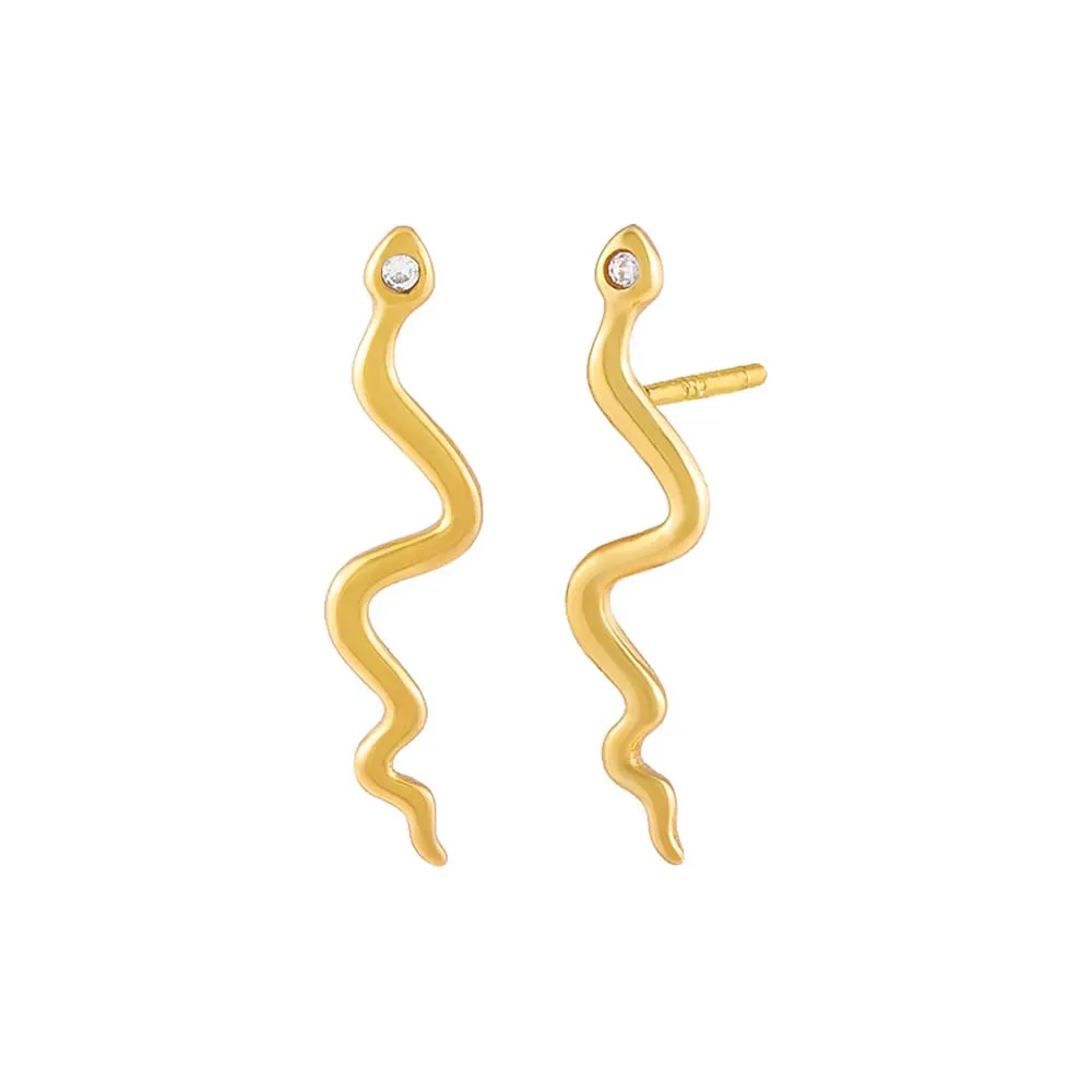 CZ Serpent Drop Stud Earring sold by Adina Eden's