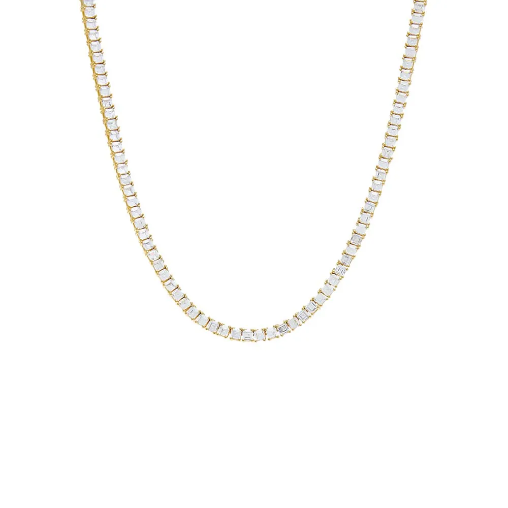 CZ Princess Cut Tennis Necklace sold by Adina Eden's