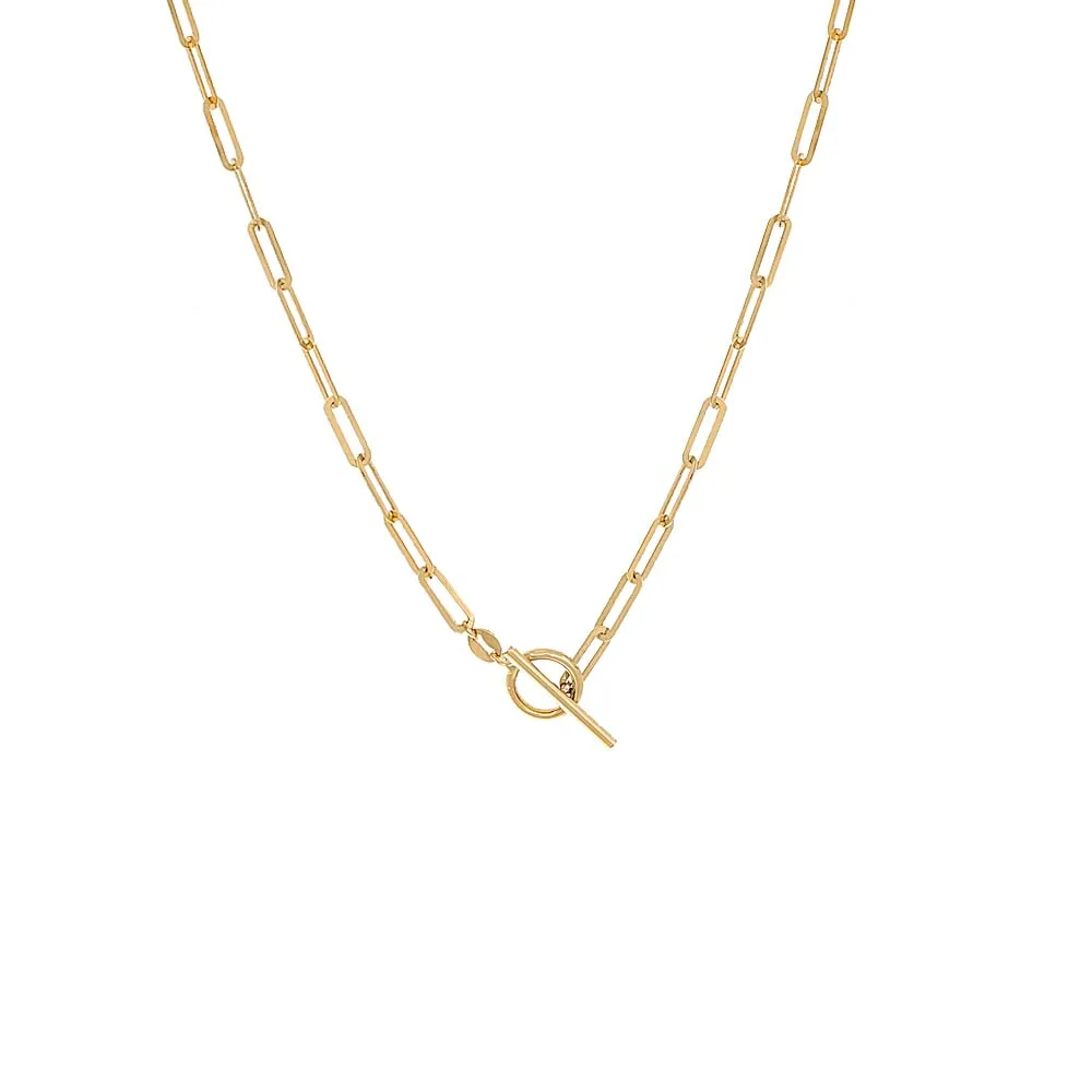 Paperclip Toggle Necklace 14K sold by Adina Eden's