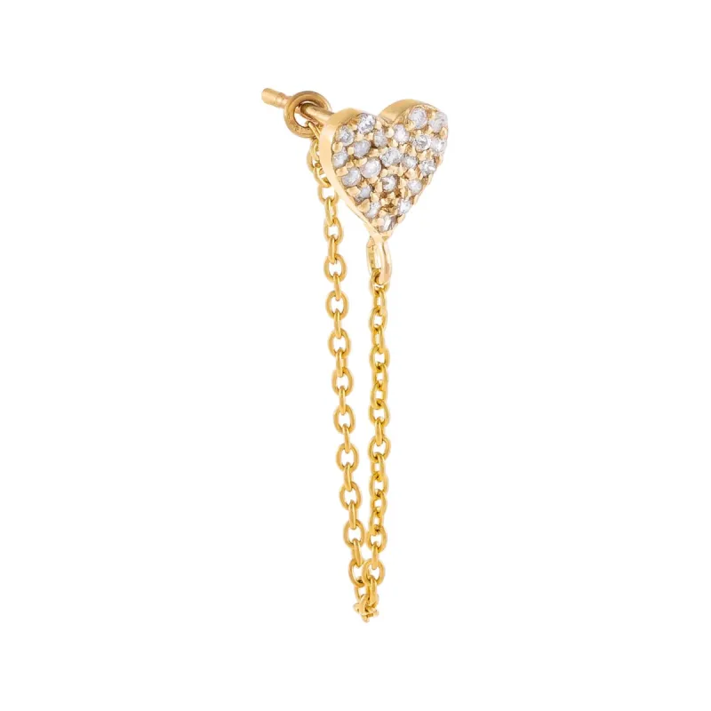 Pavé Diamond Heart Chain Stud Earring 14K sold by Adina Eden's