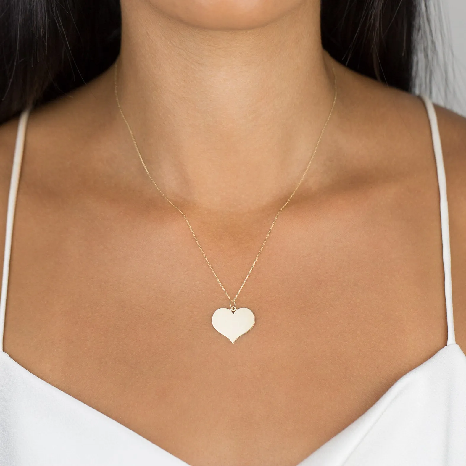 Solid Large Heart Necklace 14K sold by Adina Eden's product image thumbnail 2