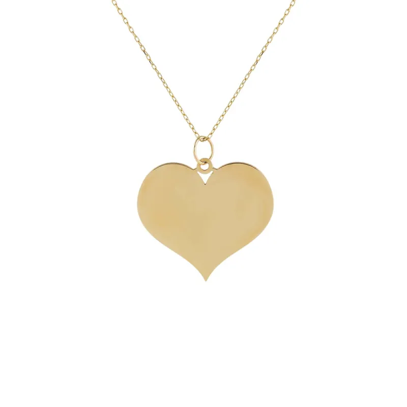 Solid Large Heart Necklace 14K sold by Adina Eden's