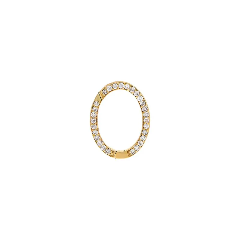 Large Diamond Pave Oval Charm Connector Clasp 14K sold by Adina Eden's