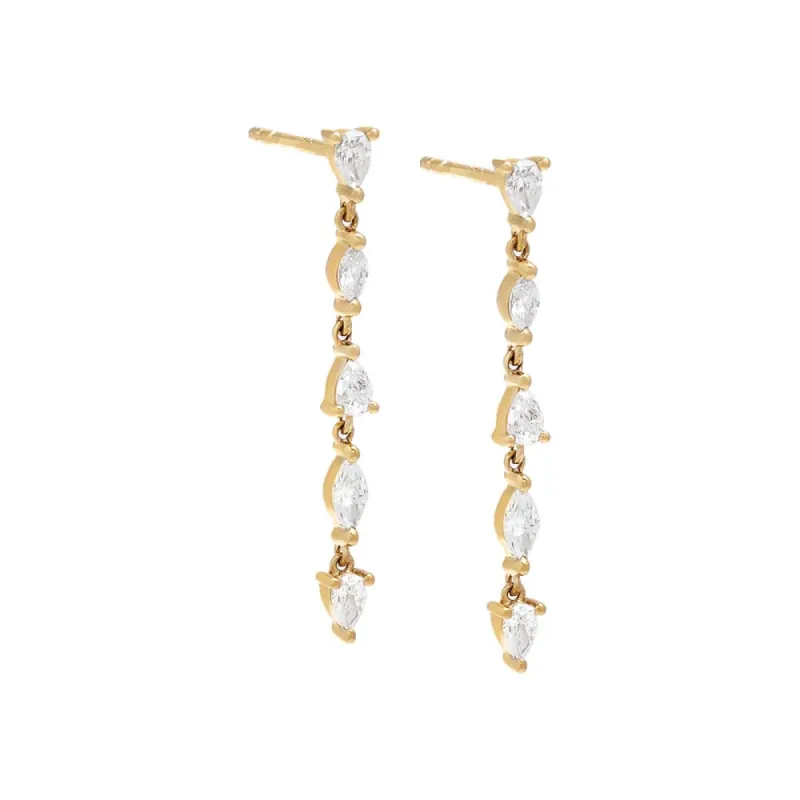 Diamond Multi Shape Drop Stud Earring 14K sold by Adina Eden's