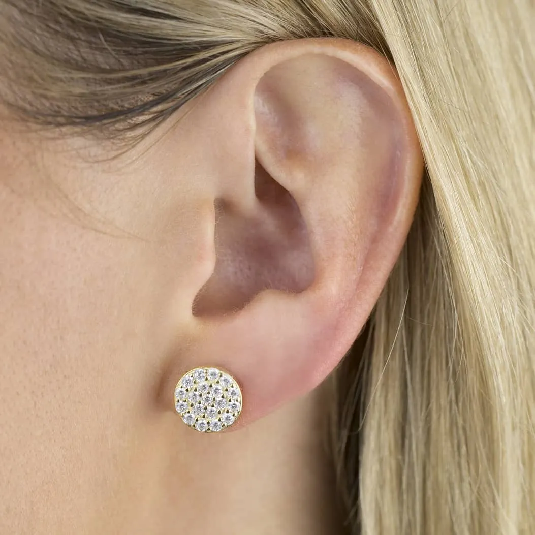 Pavé Round Disc Stud Earring sold by Adina Eden's product image thumbnail 2