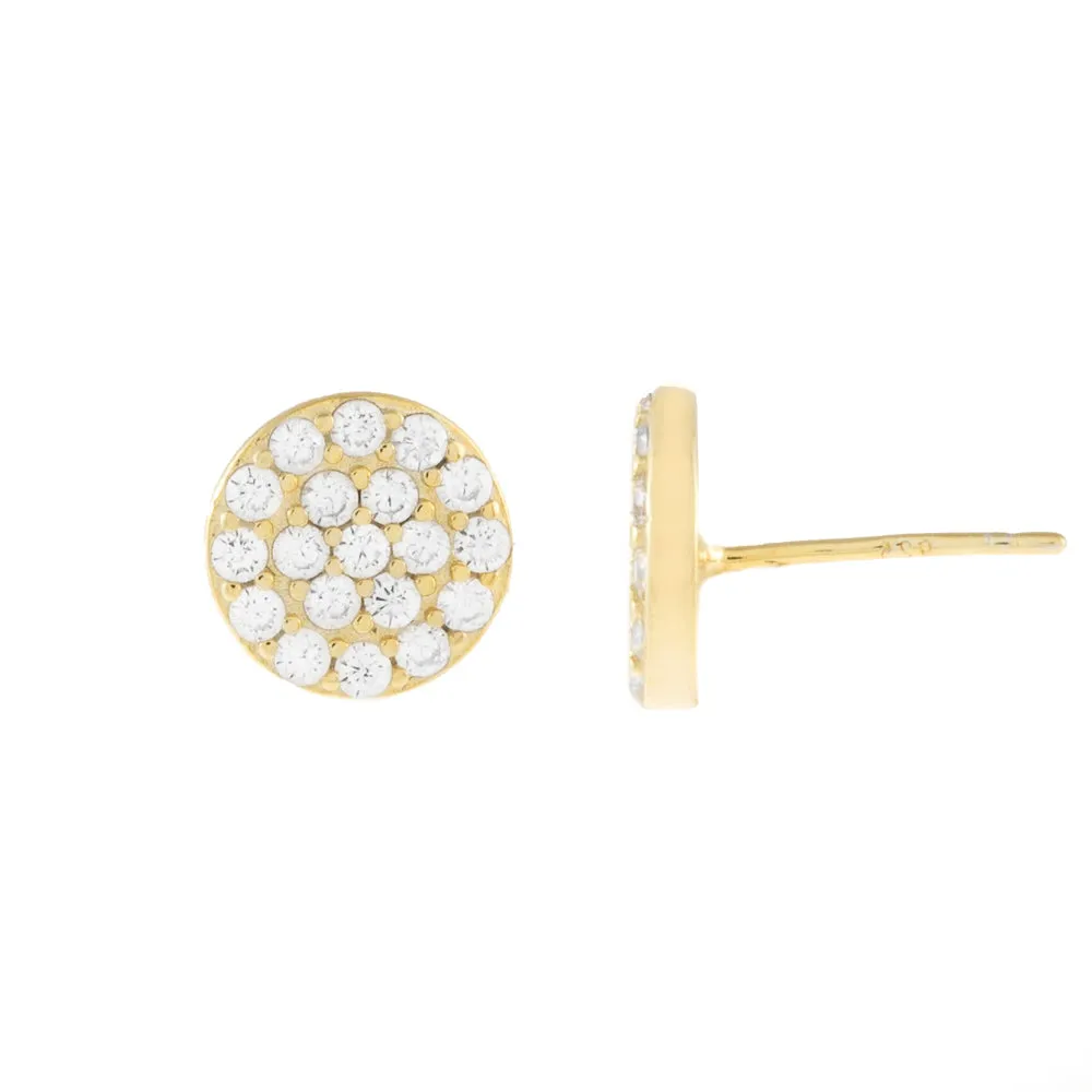 Pavé Round Disc Stud Earring sold by Adina Eden's